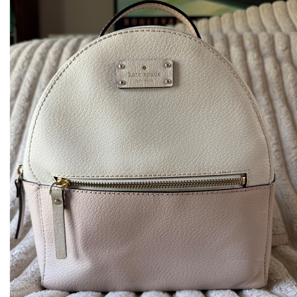Kate Spade New York Sammi Pebbled Leather Dome Backpack Pink Cream Colorblock